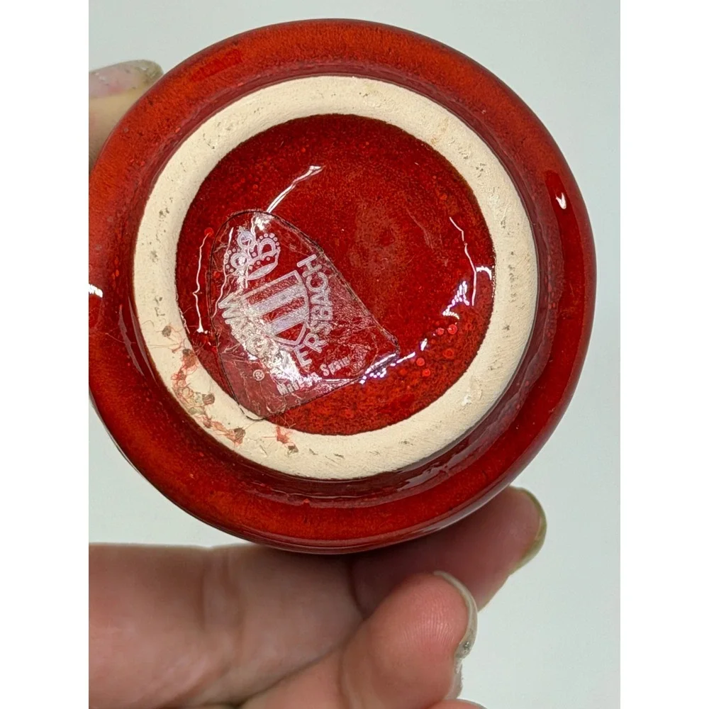 VTG Waechtersbach Christmas Tree Candle Holder Red‎ Ceramic Spain Holiday Decor